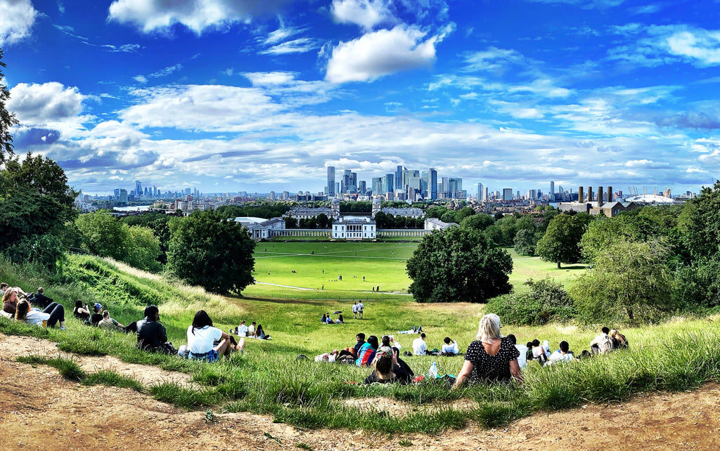 View of Greenwich park with people in foreground