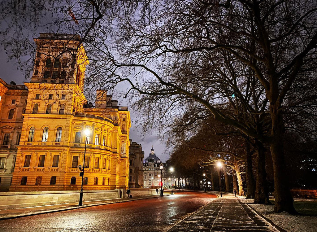 Horse Guards Road at night during lockdown