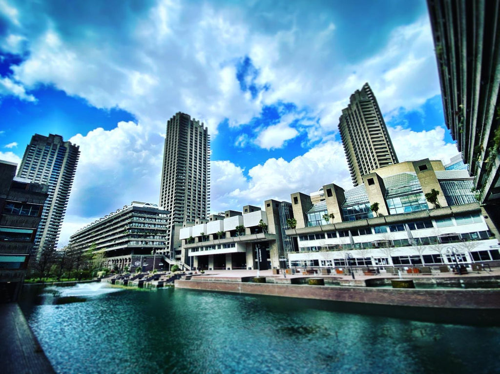 Barbican Lake under cloudy sky