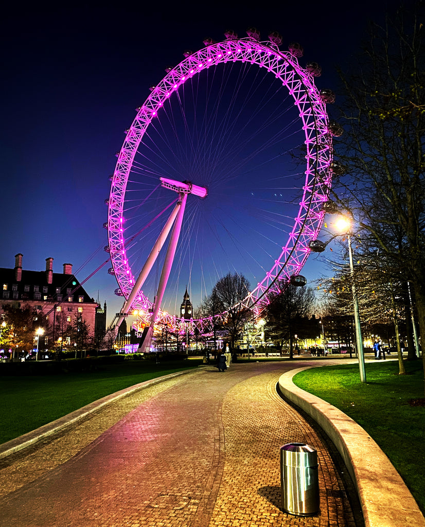 London eye at night during lockdown